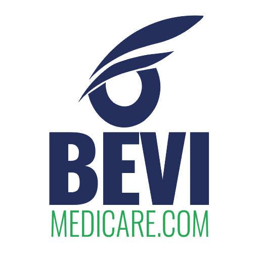 BEVI Medicare Byrds Eye View Insurance Logo Blue Green bird eye symbol