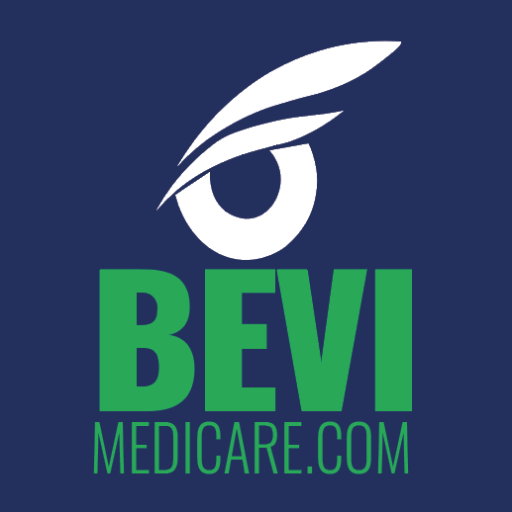 BEVI Medicare Byrds Eye View Insurance Logo Blue Green bird eye symbol